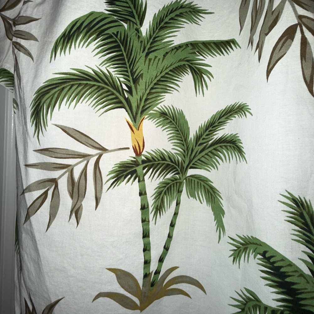 Lucky Brand White Tropical Palm-Print Short Sleeve Shirt - Picture 5 of 6